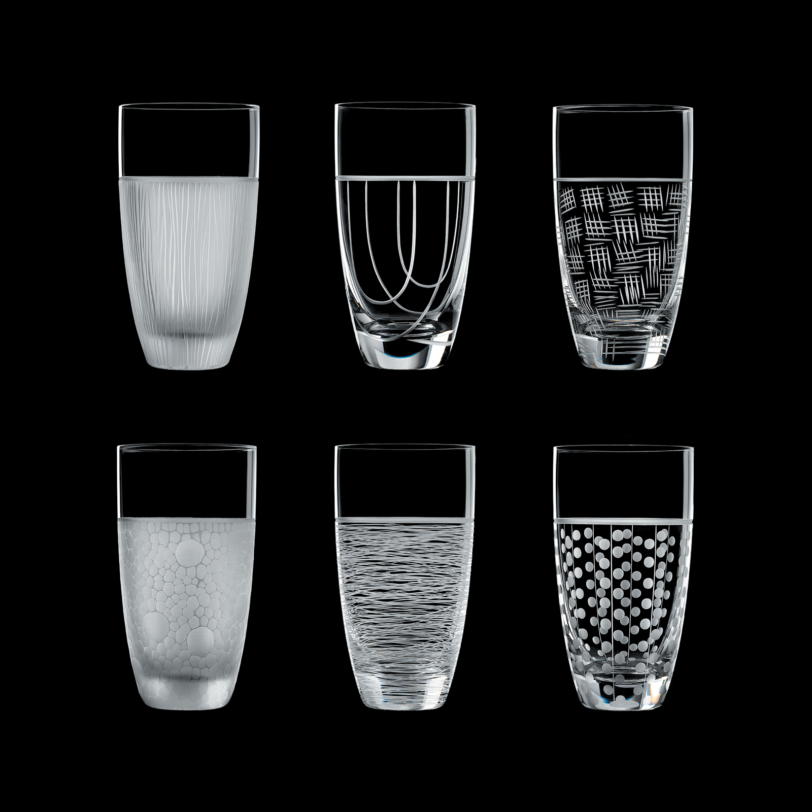 Nove Set of 6 Tall Drinking Glasses Salviati