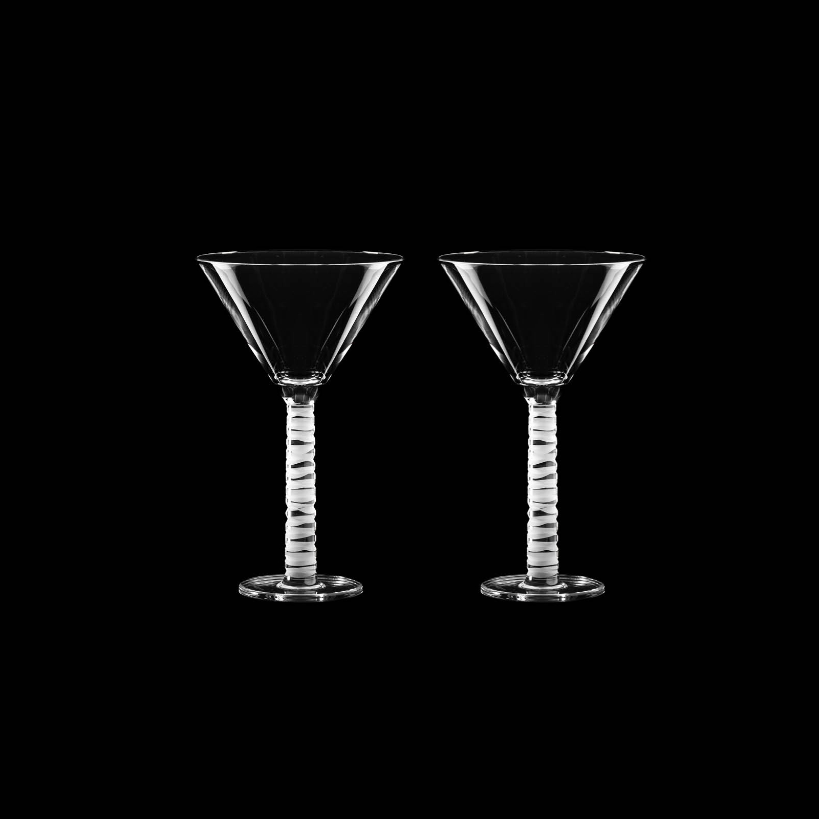 Salviati Martini stemmed glasses with "Graffiati" cold-worked decoration. Set of 2.