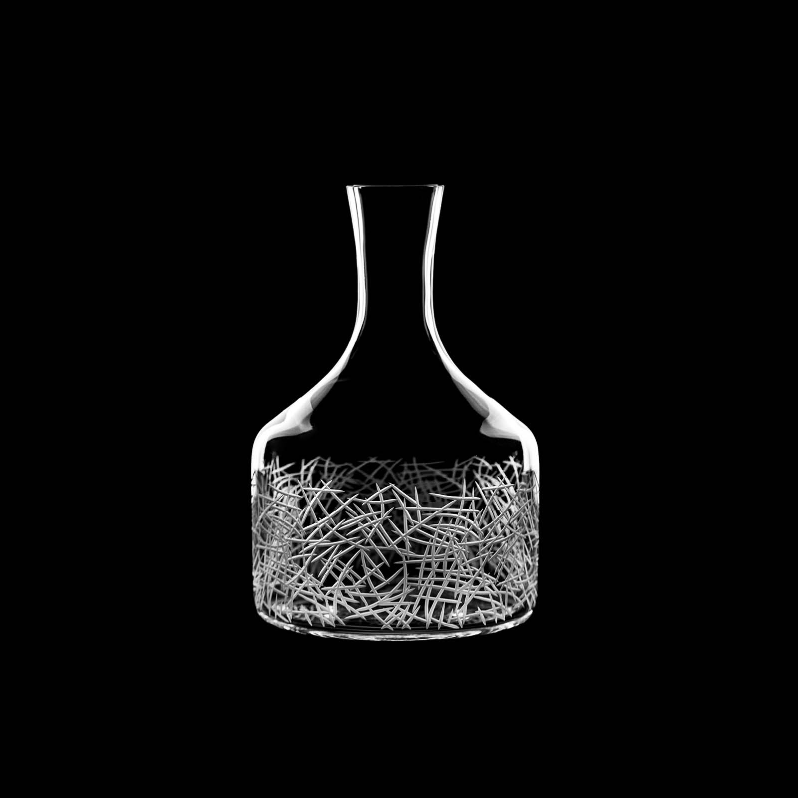 Salviati crystal clear caraffe with "Twigs" cold-worked engravigns