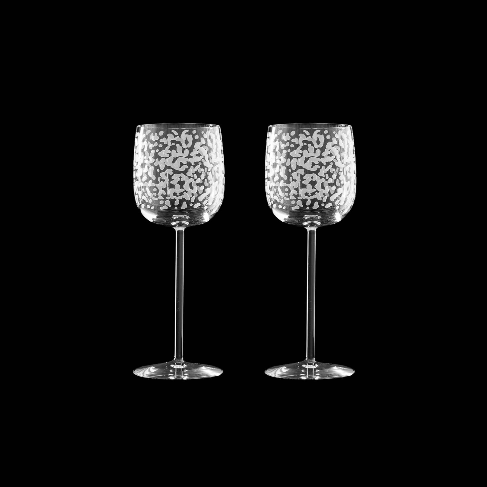 Salviati stemmed glass with "Raindrops" cold-worked decoration. Set of 2.