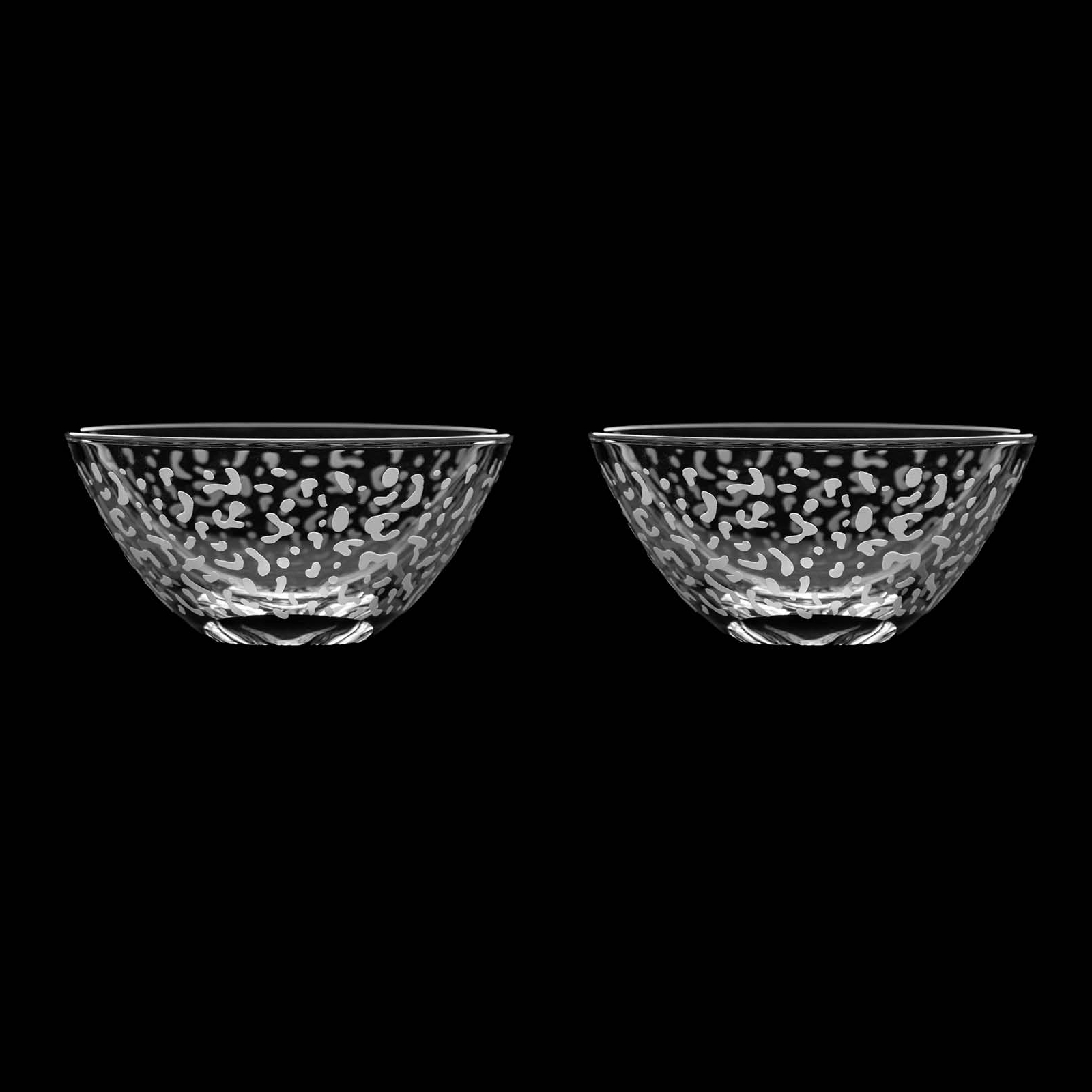 Salviati nut bowls with "Raindrops" cold-worked decoration. Set of 2.